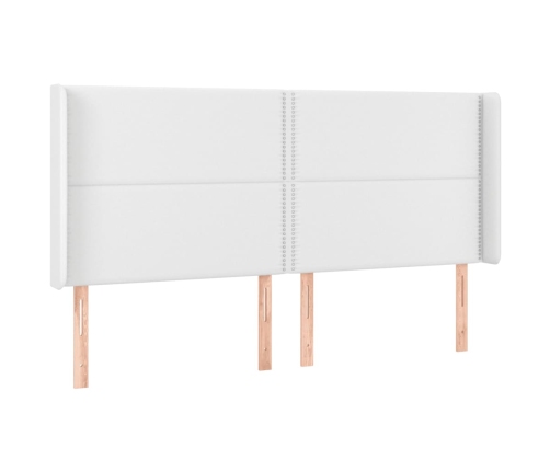 Cama box spring colchón y LED cuero sintético blanco 160x200 cm