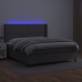 Cama box spring colchón y LED cuero sintético gris 160x200 cm