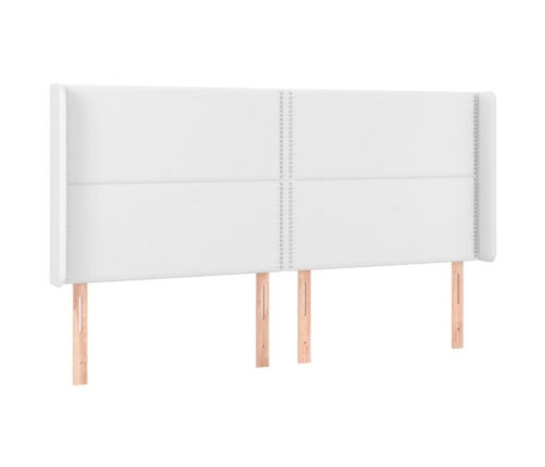 Cama box spring colchón y LED cuero sintético blanco 180x200 cm