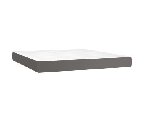 vidaXL Cama box spring colchón y LED cuero sintético gris 180x200 cm