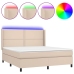Cama box spring colchón LED cuero sintético capuchino 180x200cm