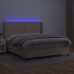 Cama box spring colchón LED cuero sintético capuchino 180x200cm