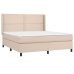 Cama box spring colchón LED cuero sintético capuchino 180x200cm