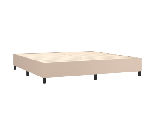 Cama box spring colchón LED cuero sintético capuchino 200x200cm