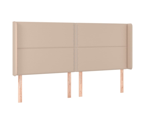 Cama box spring colchón LED cuero sintético capuchino 200x200cm