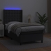 Cama box spring y colchón LED cuero sintético negro 80x200 cm