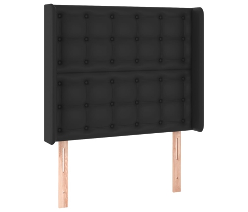 Cama box spring y colchón LED cuero sintético negro 80x200 cm