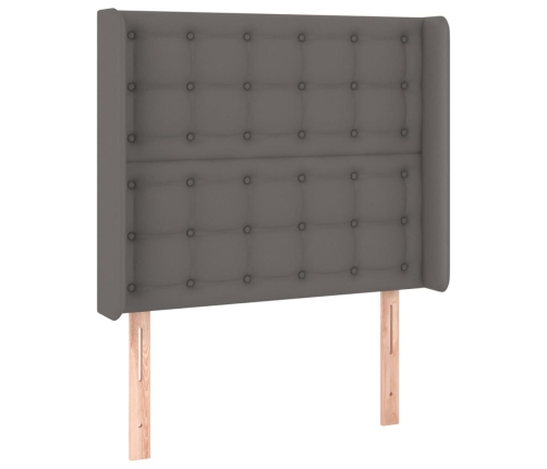 Cama box spring y colchón LED cuero sintético gris 80x200 cm