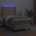 Cama box spring colchón LED cuero sintético capuchino 80x200 cm