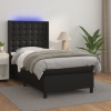 Cama box spring y colchón LED cuero sintético negro 90x190 cm