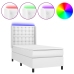 Cama box spring y colchón LED cuero sintético blanco 90x190 cm