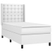 Cama box spring y colchón LED cuero sintético blanco 90x190 cm