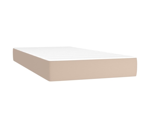 vidaXL Cama box spring colchón LED cuero sintético capuchino 90x190 cm