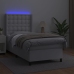 Cama box spring y colchón LED cuero sintético blanco 90x200 cm