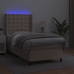 Cama box spring colchón LED cuero sintético capuchino 100x200cm