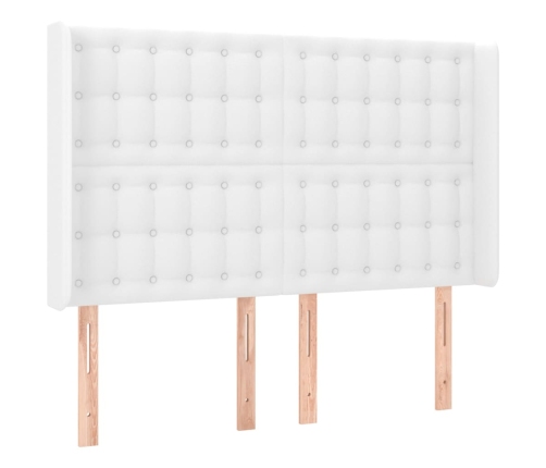 Cama box spring colchón y LED cuero sintético blanco 140x190 cm