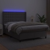 Cama box spring colchón y LED cuero sintético gris 140x190 cm