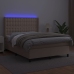 Cama box spring colchón LED cuero sintético capuchino 140x190cm