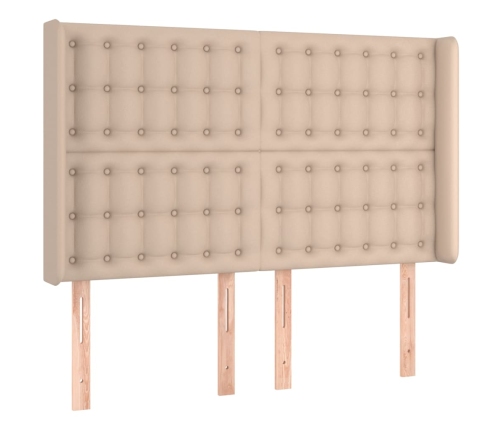 Cama box spring colchón LED cuero sintético capuchino 140x190cm