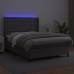 Cama box spring colchón y LED cuero sintético gris 140x200 cm