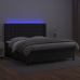 Cama box spring colchón y LED cuero sintético negro 160x200 cm