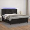 Cama box spring colchón y LED cuero sintético negro 160x200 cm