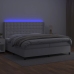Cama box spring colchón y LED cuero sintético blanco 200x200 cm