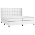 Cama box spring colchón y LED cuero sintético blanco 200x200 cm