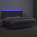 Cama box spring colchón y LED cuero sintético gris 200x200 cm