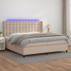 Cama box spring colchón LED cuero sintético capuchino 200x200cm