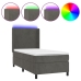 Cama box spring colchón y LED terciopelo gris oscuro 80x200 cm