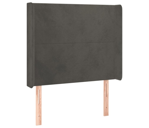 Cama box spring colchón y LED terciopelo gris oscuro 80x200 cm