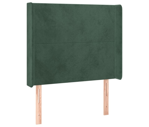 Cama box spring colchón y LED terciopelo verde oscuro 80x200 cm