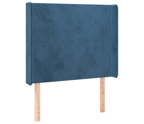 Cama box spring colchón y LED terciopelo azul oscuro 80x200 cm