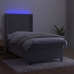 Cama box spring colchón y LED terciopelo gris claro 90x190 cm