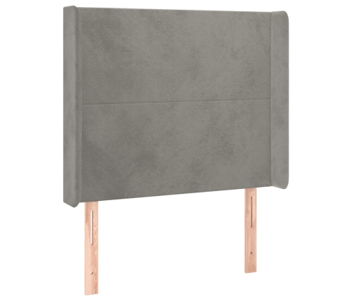 Cama box spring colchón y LED terciopelo gris claro 90x190 cm