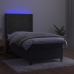 Cama box spring colchón y LED terciopelo gris oscuro 90x190 cm