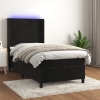 Cama box spring colchón y LED terciopelo negro 90x190 cm