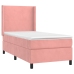 Cama box spring colchón y LED terciopelo rosa 100x200 cm