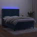 Cama box spring colchón y LED terciopelo azul oscuro 140x190 cm