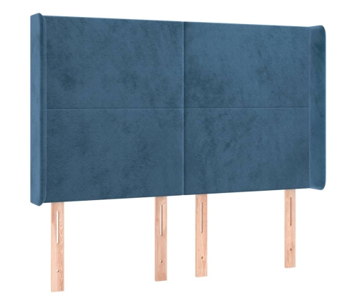 Cama box spring colchón y LED terciopelo azul oscuro 140x190 cm