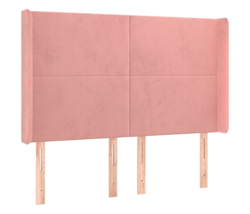 Cama box spring colchón y LED terciopelo rosa 140x190 cm