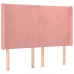 Cama box spring colchón y LED terciopelo rosa 140x190 cm