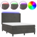 Cama box spring colchón y LED terciopelo gris oscuro 140x200 cm