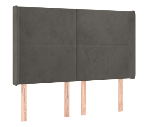 Cama box spring colchón y LED terciopelo gris oscuro 140x200 cm