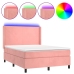 Cama box spring colchón y LED terciopelo rosa 140x200 cm