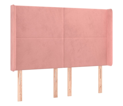 Cama box spring colchón y LED terciopelo rosa 140x200 cm