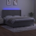 Cama box spring colchón y LED terciopelo gris claro 160x200 cm