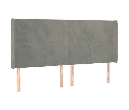 Cama box spring colchón y LED terciopelo gris claro 160x200 cm