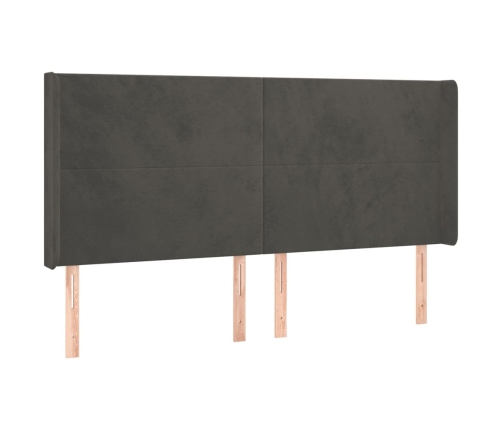 Cama box spring colchón y LED terciopelo gris oscuro 160x200 cm